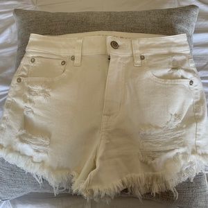 White High Wasted Denim Shorts